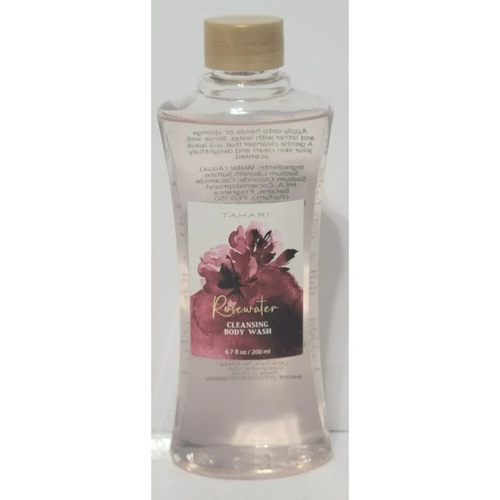 Tahari ROSEWATER Scented Body Wash 6.7 fl oz & Exfoliating Body Scrub 4.4 fl oz